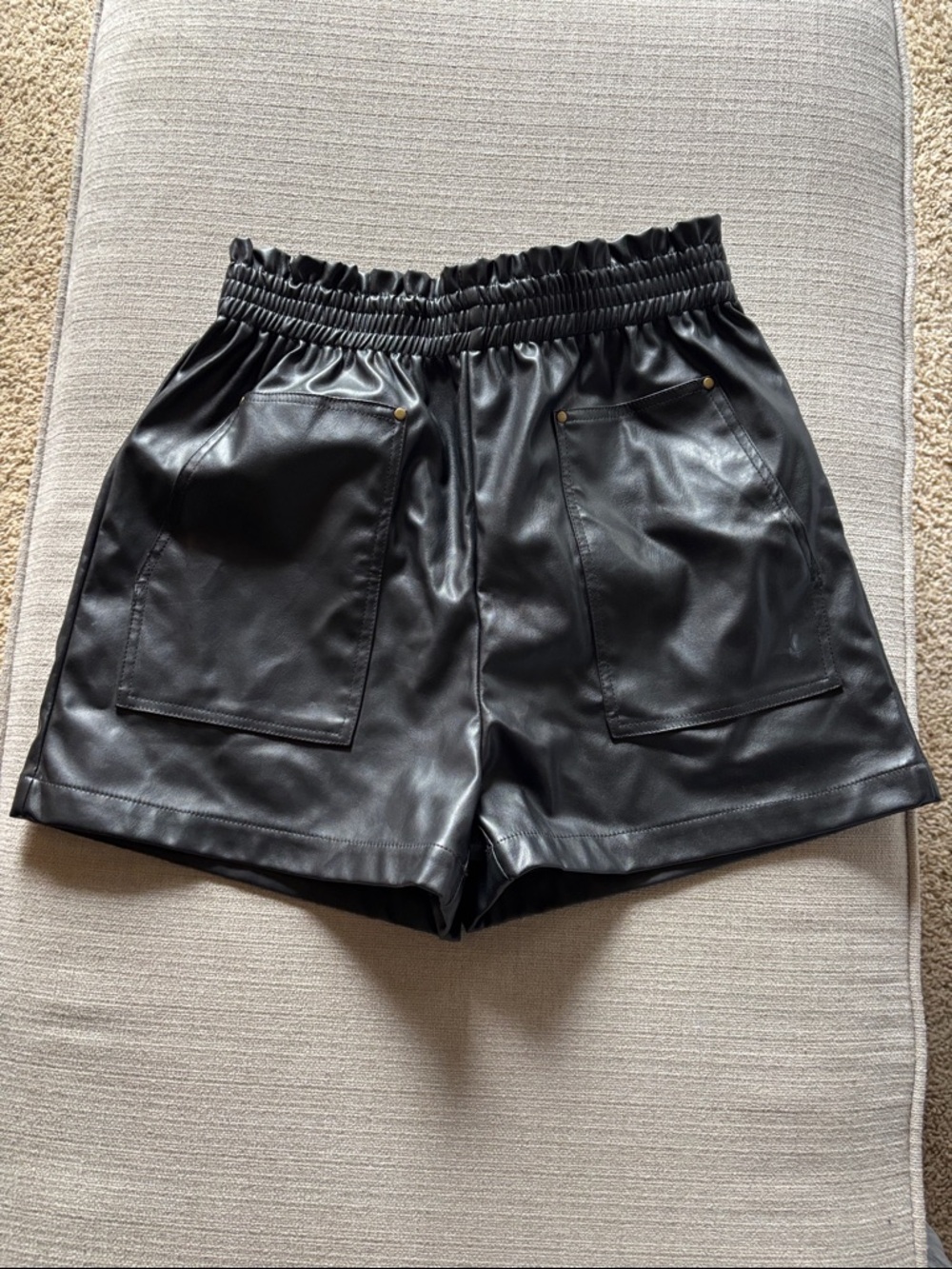 Promesa Black Faux Leather High-Waist Shorts